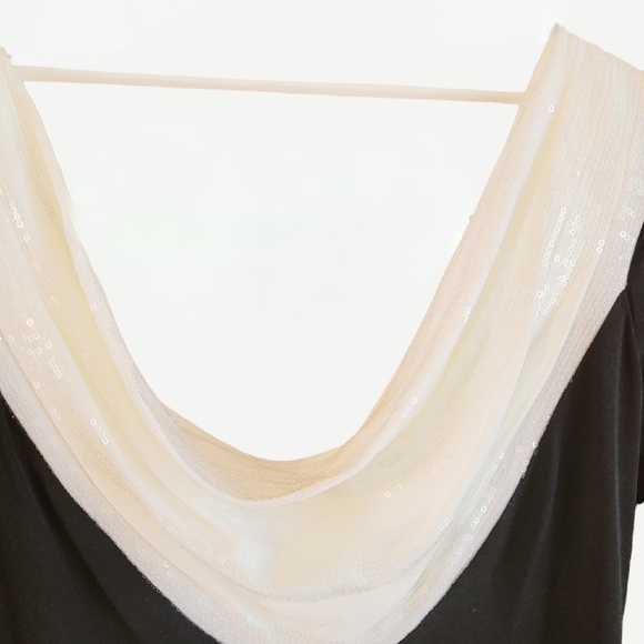 NWT Calvin Klein Black Sequin Cowl Neck Evening Dress - Picture 3 of 7